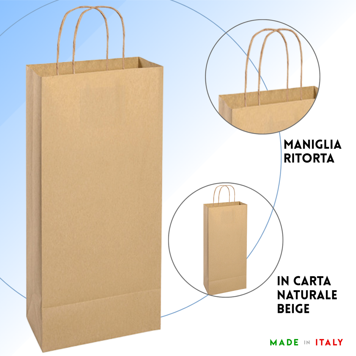 Shopper in carta personalizzate per bottiglie doppia 18x8x39 cm | Cod. PG021