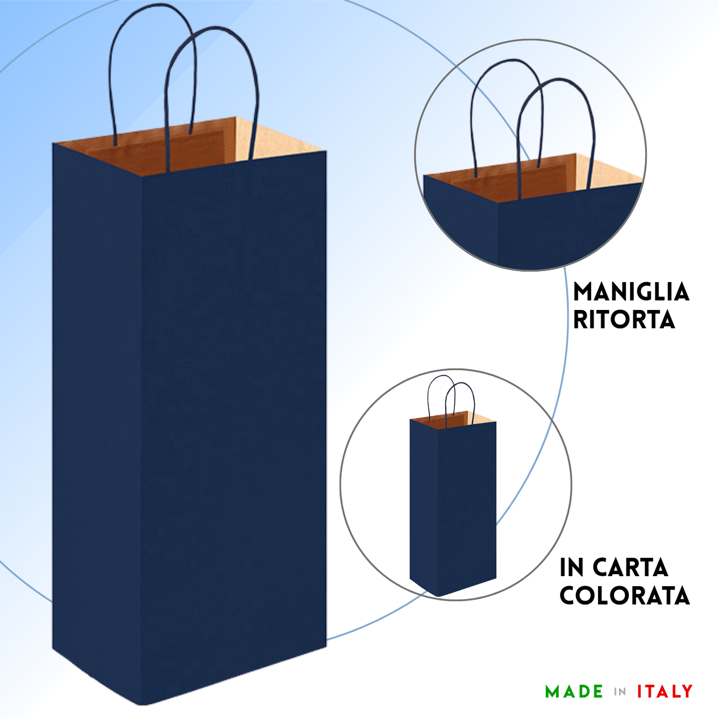 Shopper in carta personalizzate per bottiglie 14x8,5x39,5 cm | Cod. PG018
