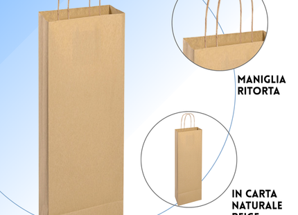 Shopper in carta personalizzate per bottiglie 14x8,5x39,5 cm | Cod. PG020