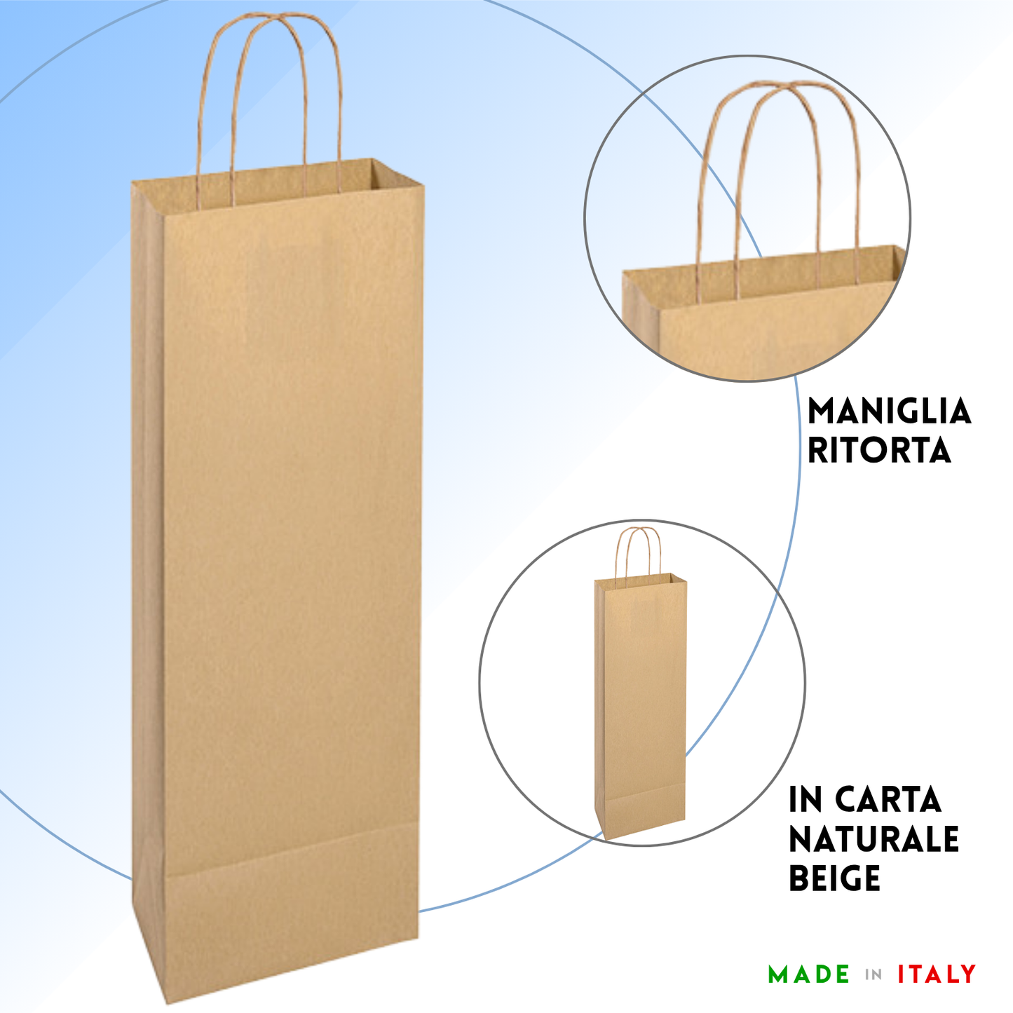 Shopper in carta personalizzate per bottiglie 14x8,5x39,5 cm | Cod. PG020