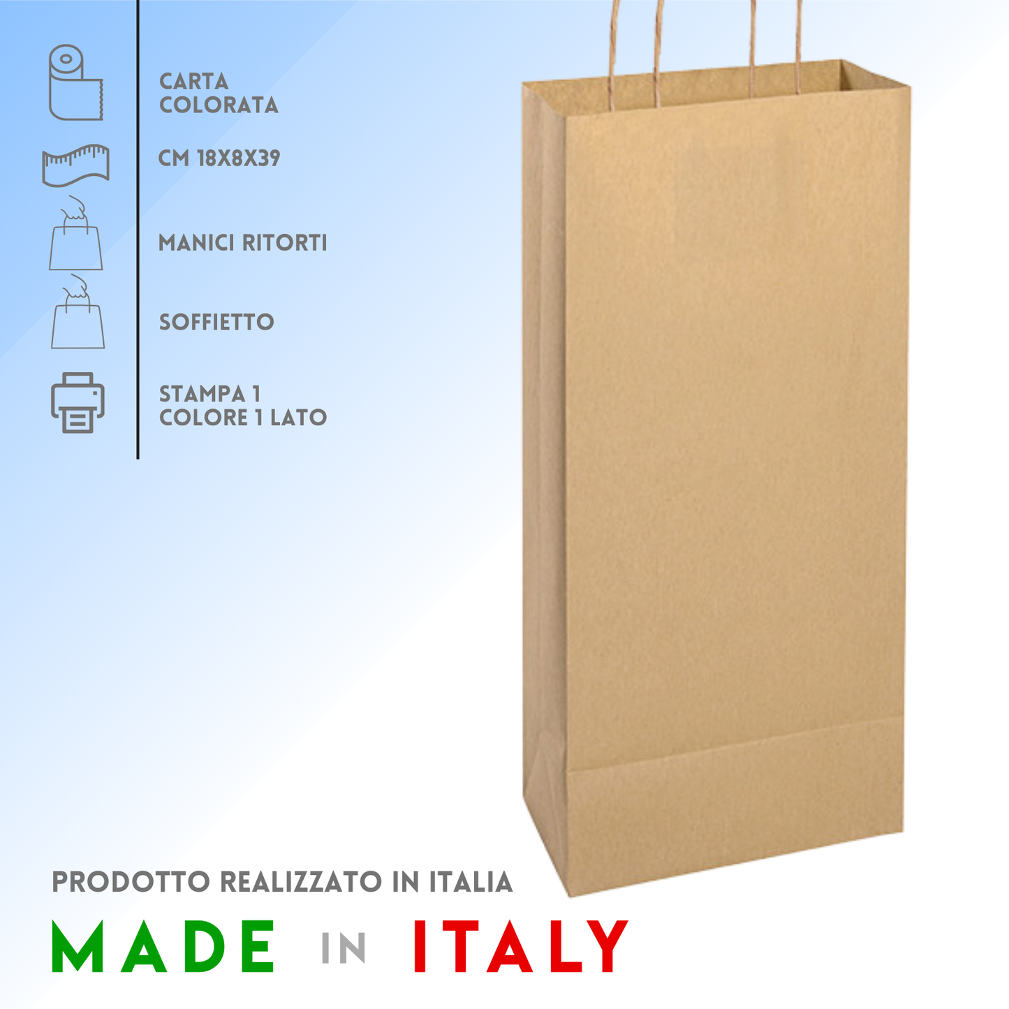 Shopper in carta personalizzate per bottiglie doppia 18x8x39 cm | Cod. PG021