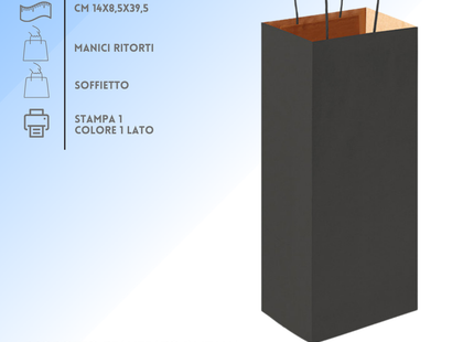 Shopper in carta personalizzate per bottiglie 14x8,5x39,5 cm | Cod. PG018