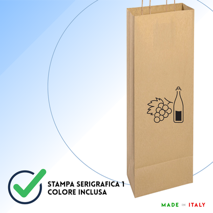 Shopper in carta personalizzate per bottiglie 14x8,5x39,5 cm | Cod. PG020