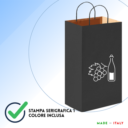 Shopper in carta personalizzate per bottiglie doppia 18x8x39 cm | Cod. PG016