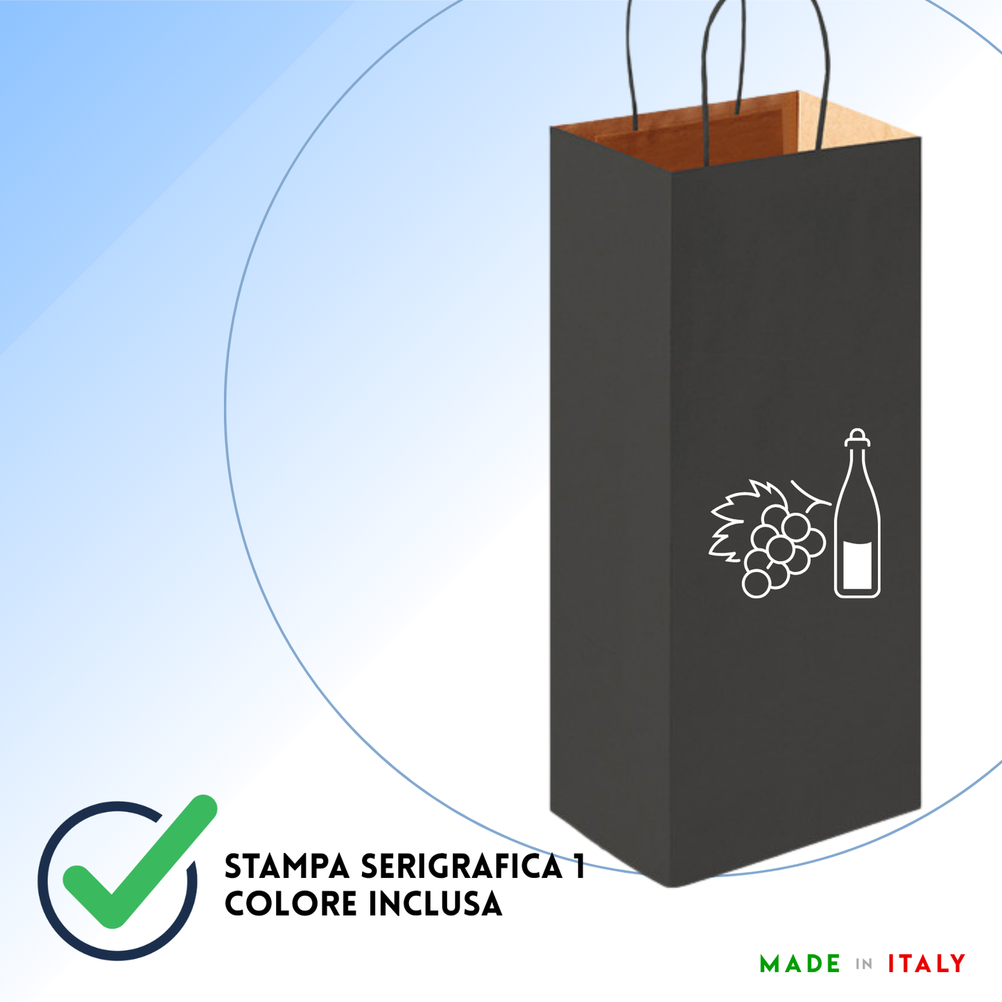 Shopper in carta personalizzate per bottiglie 14x8,5x39,5 cm | Cod. PG018