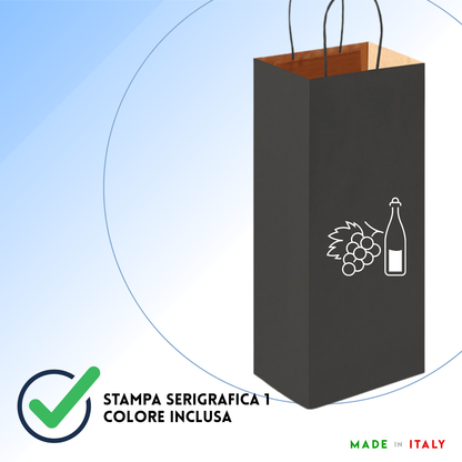 Shopper in carta personalizzate per bottiglie 14x8,5x39,5 cm | Cod. PG018