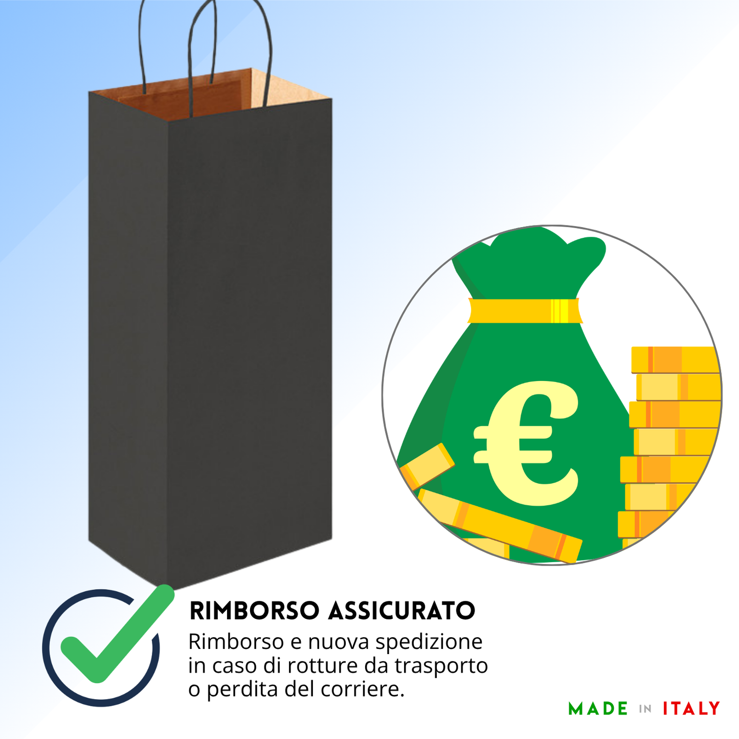 Shopper in carta personalizzate per bottiglie 14x8,5x39,5 cm | Cod. PG018