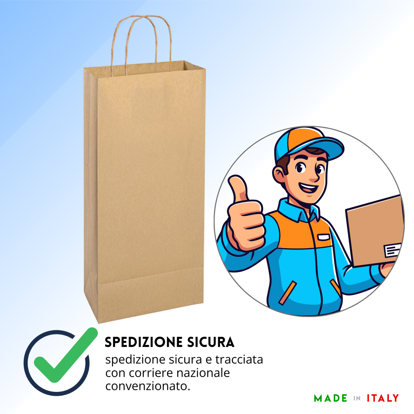 Shopper in carta personalizzate per bottiglie doppia 18x8x39 cm | Cod. PG021