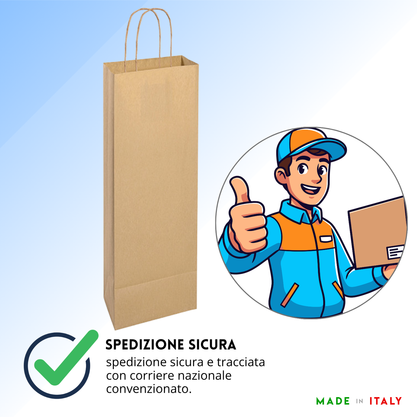 Shopper in carta personalizzate per bottiglie 14x8,5x39,5 cm | Cod. PG020