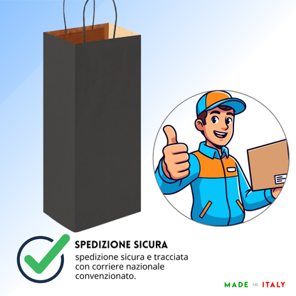 Shopper in carta personalizzate per bottiglie 14x8,5x39,5 cm | Cod. PG018