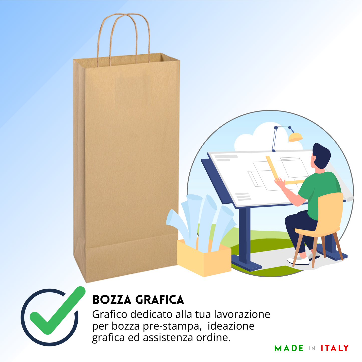 Shopper in carta personalizzate per bottiglie doppia 18x8x39 cm | Cod. PG021