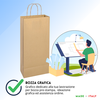 Shopper in carta personalizzate per bottiglie doppia 18x8x39 cm | Cod. PG021