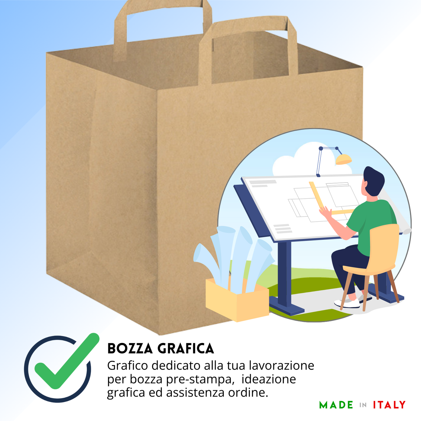 Shopper in carta per take away 32x22x33 cm | Cod. PG022