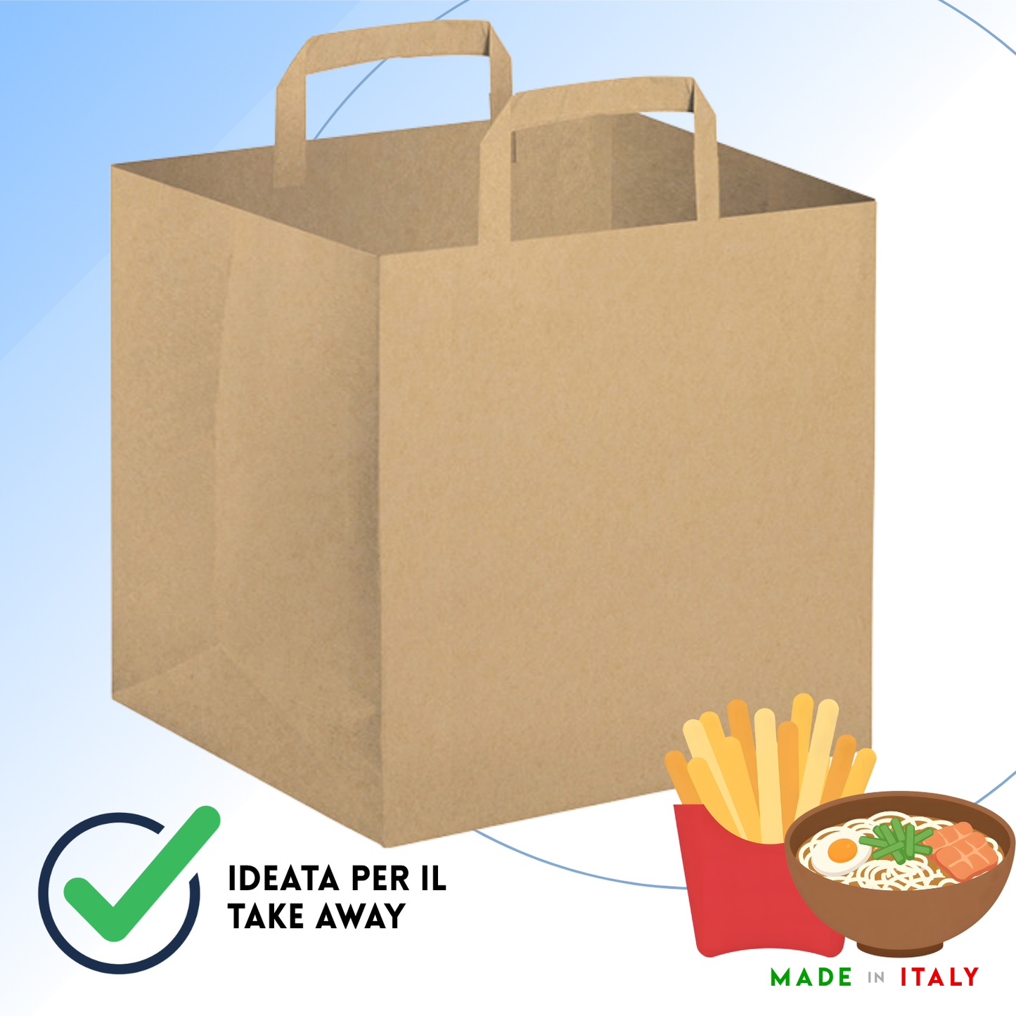 Shopper in carta per take away 26x16x31 cm | Cod. PG025