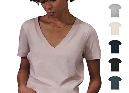 T-shirt femminile collo a V in single Jersey pre-ristretto | Cod. BCTW001