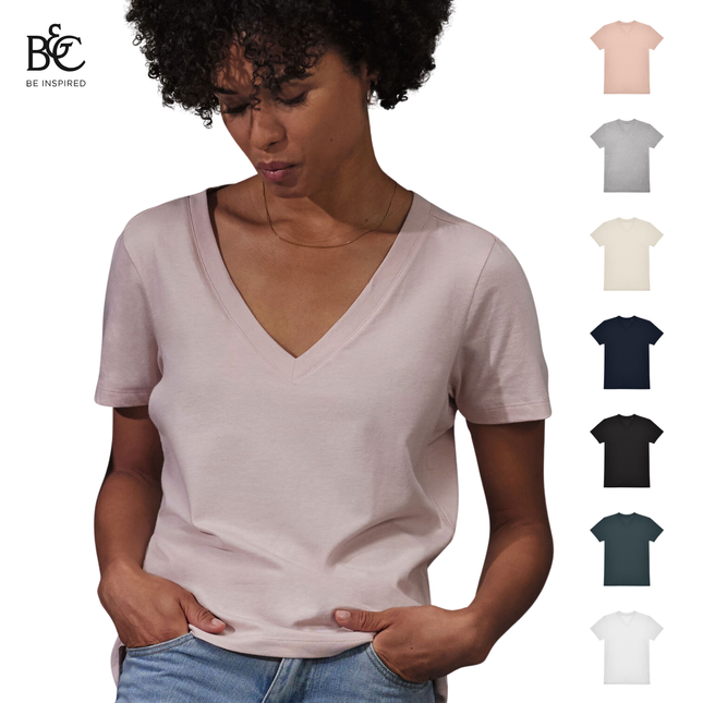 T-shirt femminile collo a V in single Jersey pre-ristretto | Cod. BCTW001