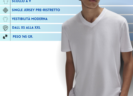 T-shirt collo a V in single Jersey pre-ristretto | Cod. BCTU008