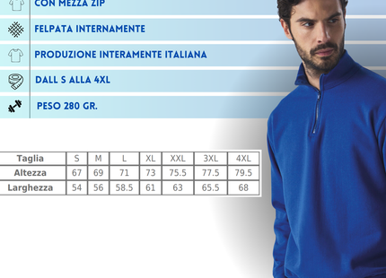 Felpa personalizzata con mezza zip e collo alto | Cod. BS316