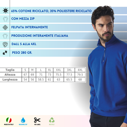 Felpa personalizzata con mezza zip e collo alto | Cod. BS316