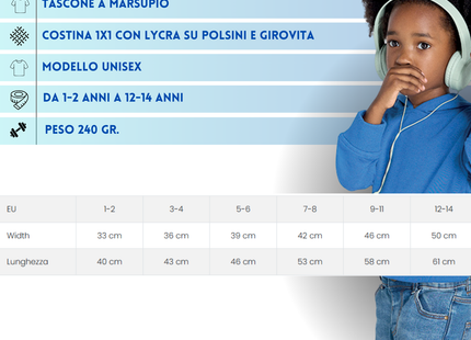 Felpa personalizzata per bambini con cappuccio e tasconi | Cod. SWRKKNG240
