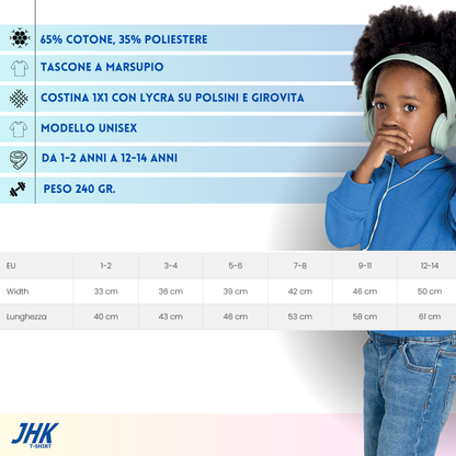 Felpa personalizzata per bambini con cappuccio e tasconi | Cod. SWRKKNG240