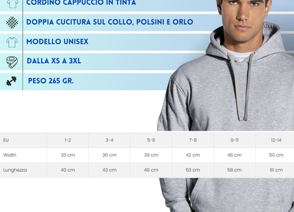 Felpa unisex personalizzata con cappuccio | Cod. JTSWKNG