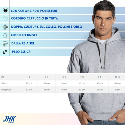 Felpa unisex personalizzata con cappuccio | Cod. JTSWKNG