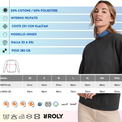 Felpa Unisex Roly a girocollo felpata internamente | Cod. R10703O0