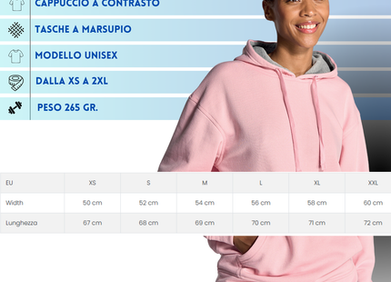 Felpa unisex personalizzata con cappuccio a contrasto | Cod. SWOCECTR