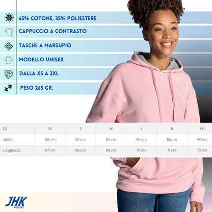 Felpa unisex personalizzata con cappuccio a contrasto | Cod. SWOCECTR