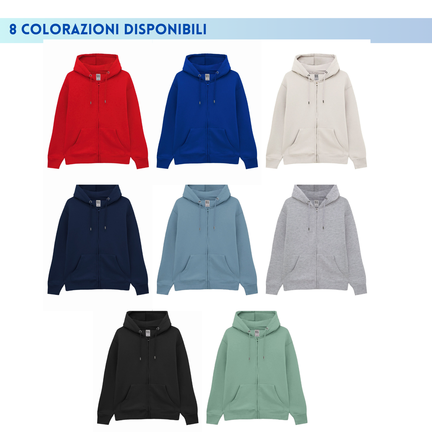 Felpa personalizzata con cappuccio e zip | Cod. BS304