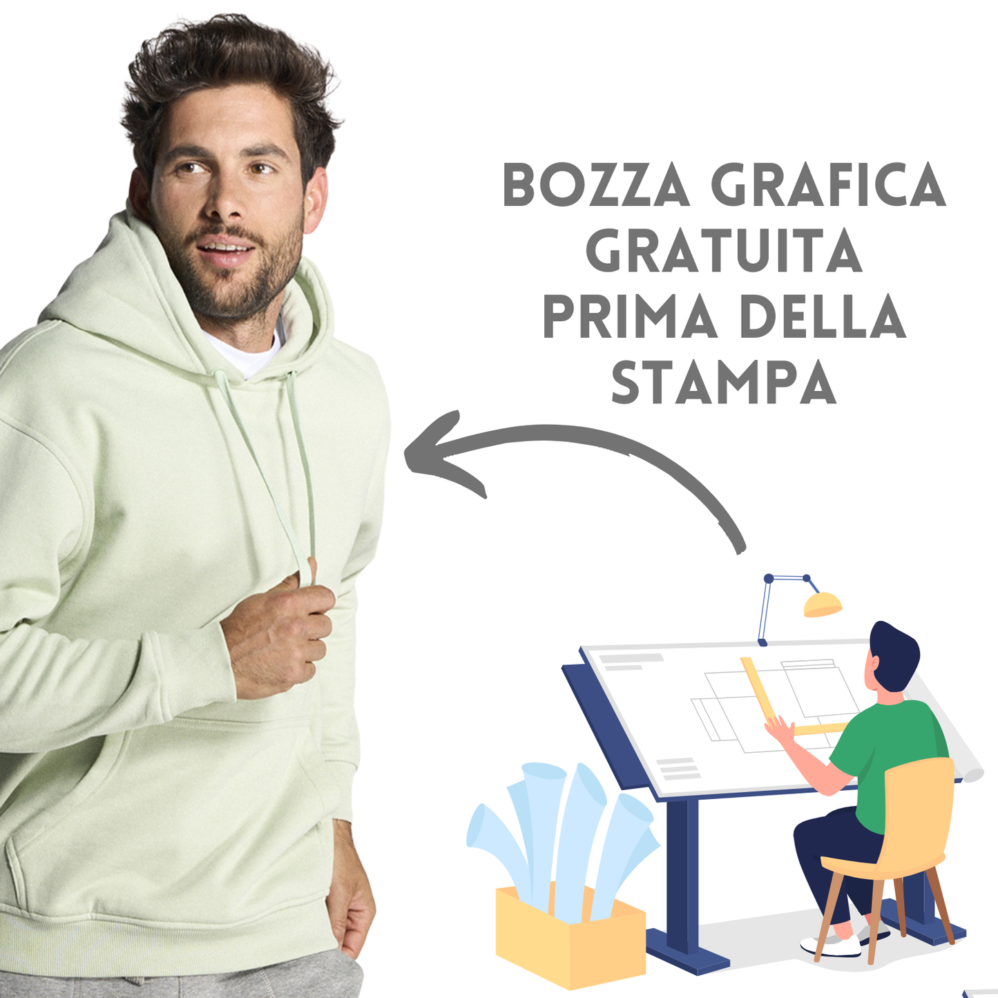 Felpa unisex personalizzata con cappuccio 62 colorazioni | Cod. SWRAKNG