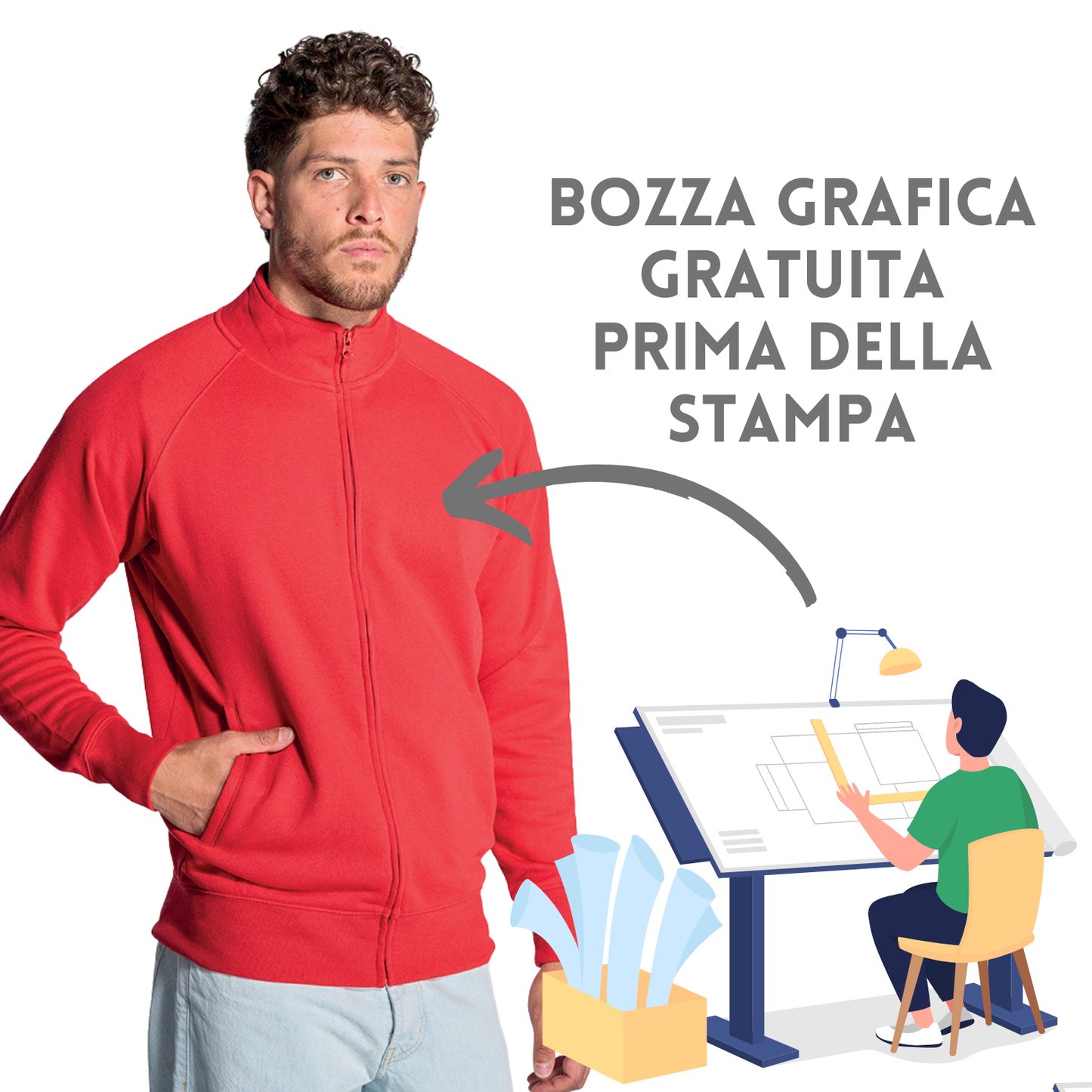 Felpa Unisex a zip intera | Cod. SWRAFUZIP