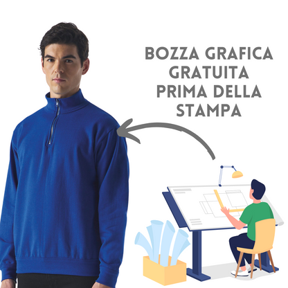 Felpa personalizzata con mezza zip e collo alto | Cod. BS316