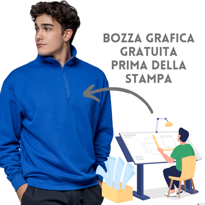 Felpa unisex personalizzata con mezza zip | Cod. SWRAZIP