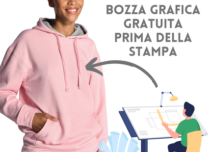 Felpa unisex personalizzata con cappuccio a contrasto | Cod. SWOCECTR