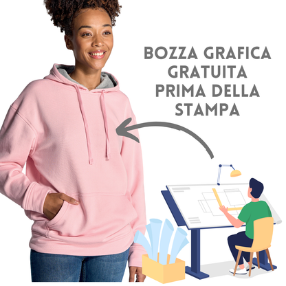 Felpa unisex personalizzata con cappuccio a contrasto | Cod. SWOCECTR