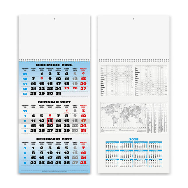 Calendario olandese personalizzato 2027 Trittico Spiral