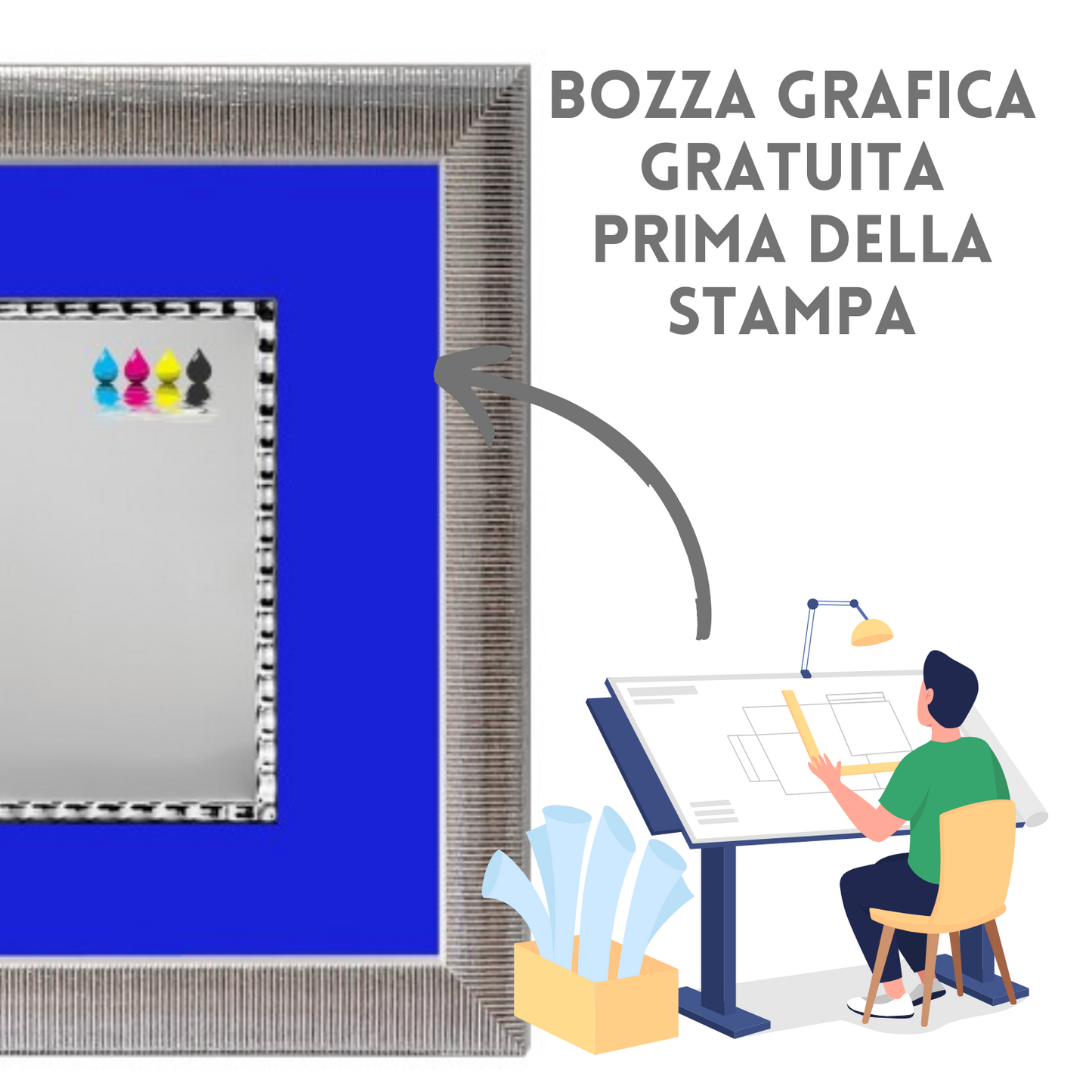 Set targa con cornice 23x23 cm e passepartout | Cod. 21.123