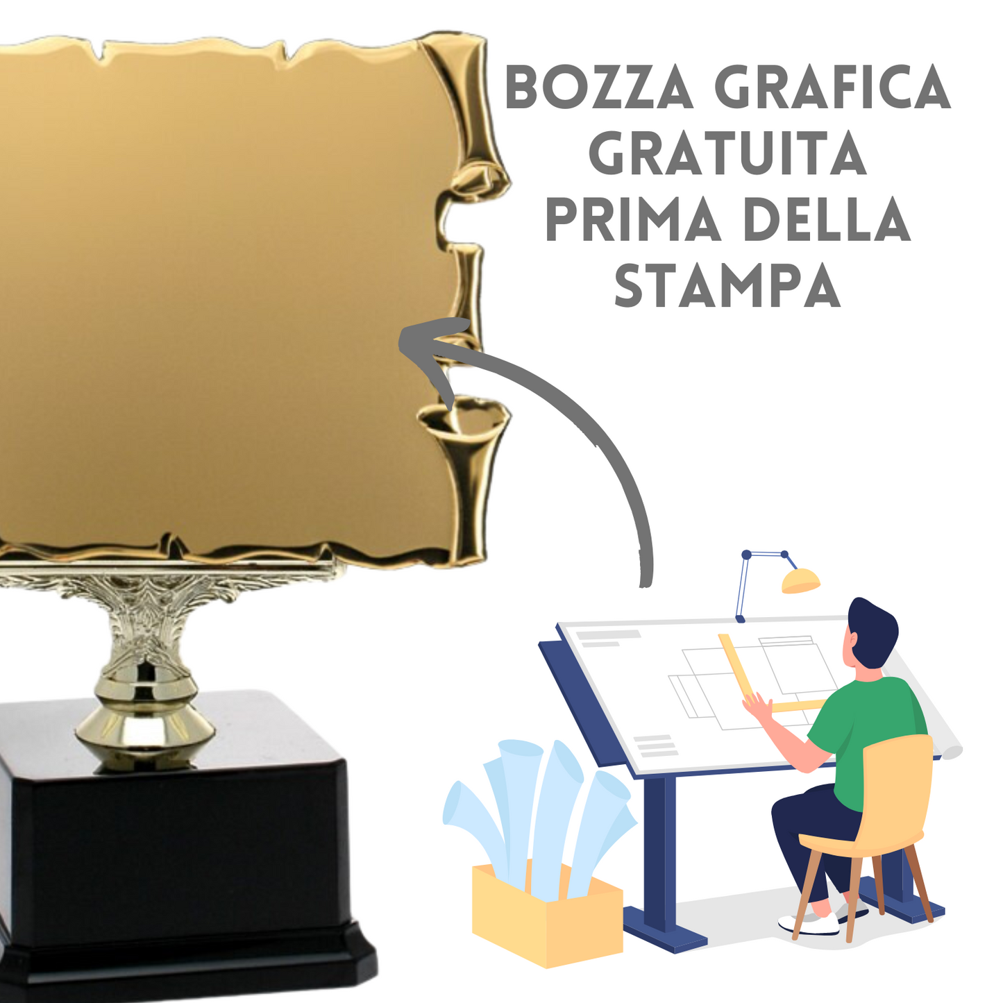 Set targa in metallo da 21 cm con supporto | Cod. 20.662G
