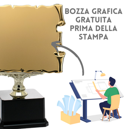 Set targa in metallo da 21 cm con supporto | Cod. 20.662G