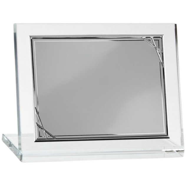 Set targa in metallo con supporto in cristallo 22x17 cm | Cod. 20.482