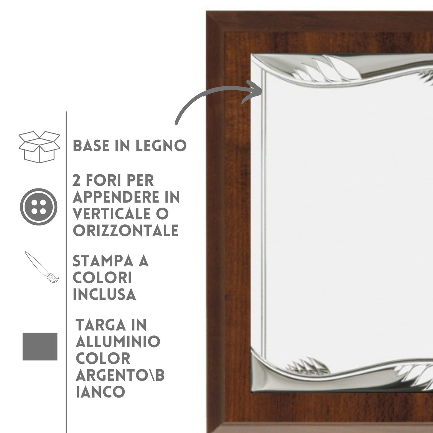 Set targa in metallo con supporto in legno 30,5x22,9 cm | Cod. 19.911