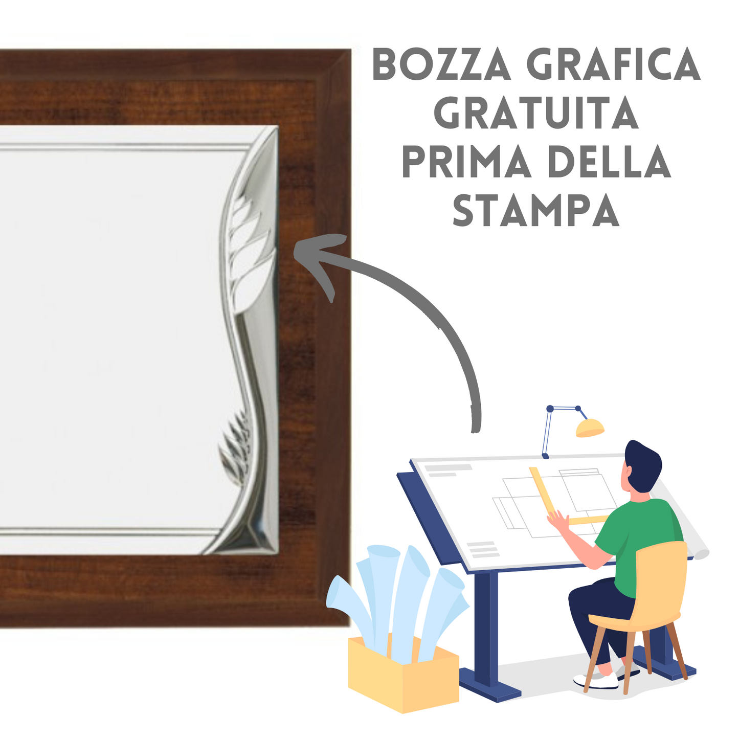Set targa in metallo con supporto in legno 30,5x22,9 cm | Cod. 19.911
