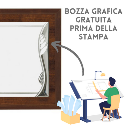Set targa in metallo con supporto in legno 30,5x22,9 cm | Cod. 19.911