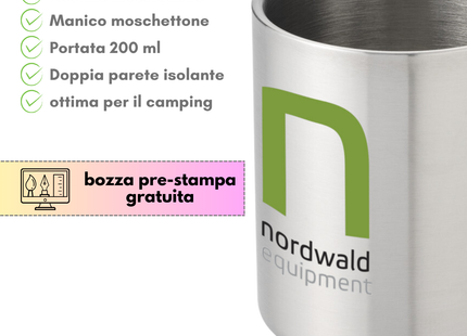 Tazza termica in acciaio inox con moschettone | Cod. Alps