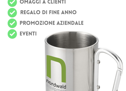 Tazza termica in acciaio inox con moschettone | Cod. Alps