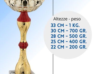 Coppa da 22 cm in metallo con base in marmo | Cod. 13.245G