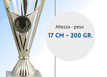 Coppa da 17 cm Oro in ABS con base in marmo | Cod. 13.021G