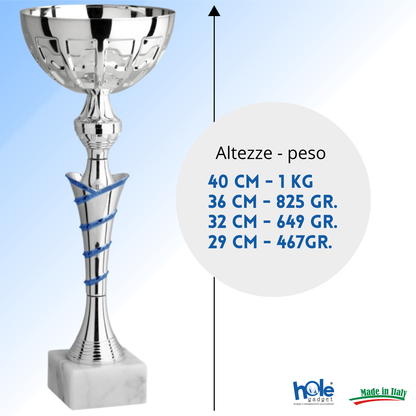 Coppa da 29 cm in metallo con base in marmo | Cod. 11.574S